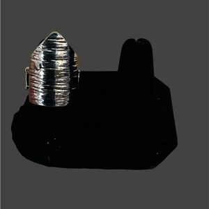 Paparazzi-Shiny Silver Textured Ring Adjustable